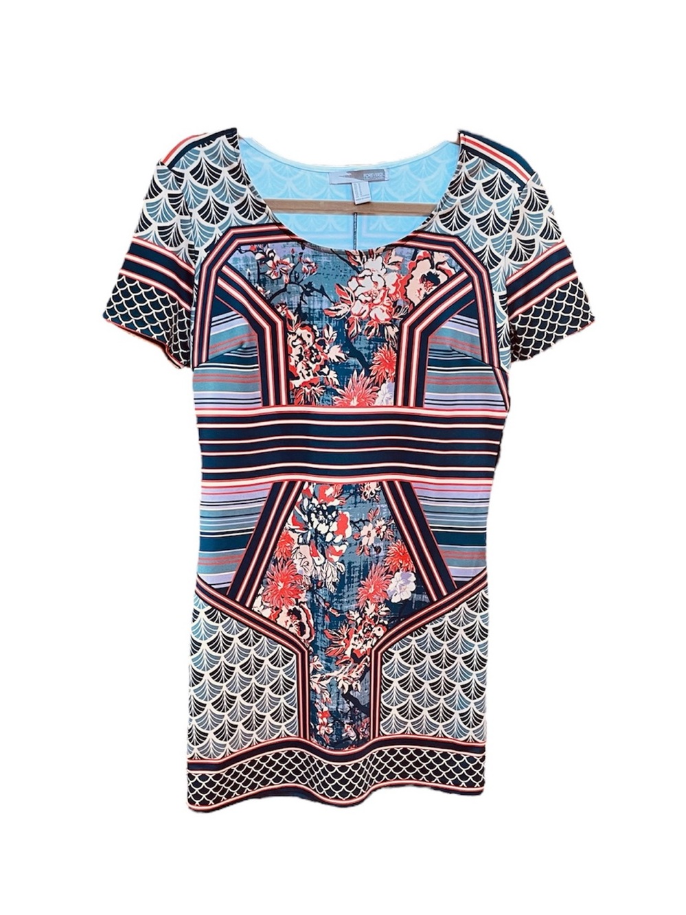 Forever 21 Art Deco Print Short Sleeve Short Dress Sz M